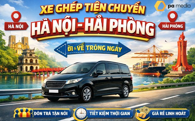 Xe ghép, xe tiện chuyến tuyến Hà Nội Hải Phòng 300K