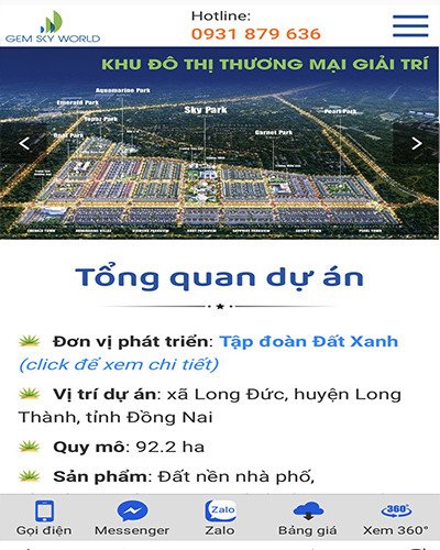 Mẫu web bất động sản đô thị đất xanh