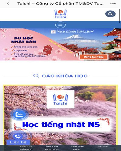 Mẫu web giáo dục du học nhật bản Taishi