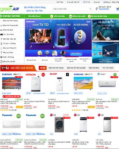 Mẫu web điện máy 3 Green Air